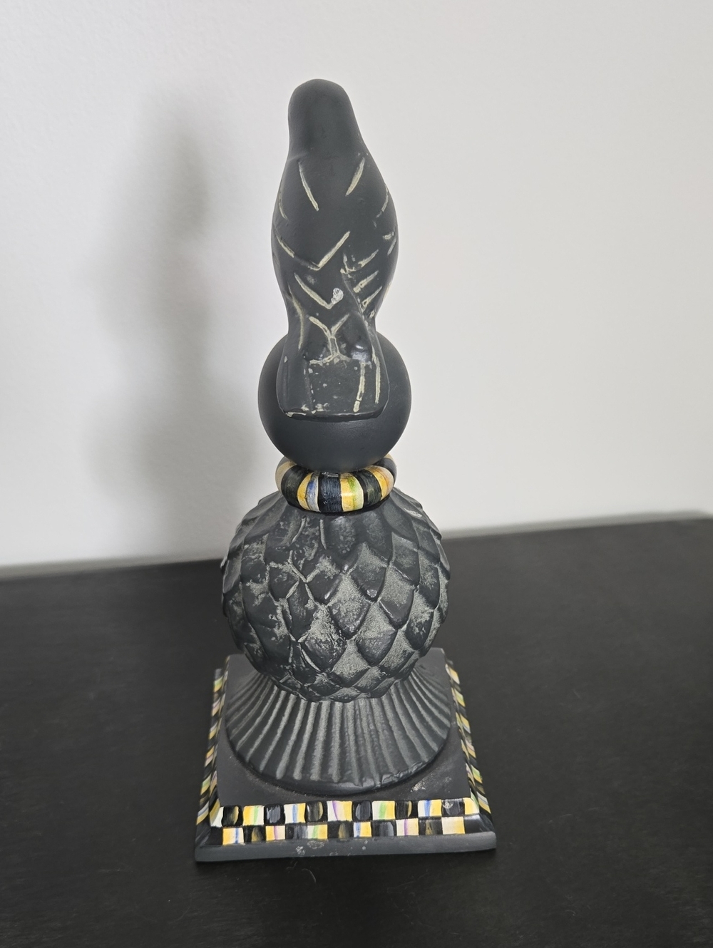 Mackenzie Childs Decorative Black Bird On A Thistle Accent Statue Courtley Check - Picture 3 of 7